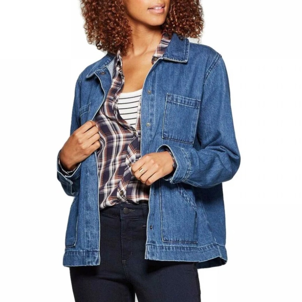 Universal Thread Women's Blue Denim Jean Trucker Jacket Size S Small